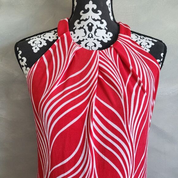 Chicos Travelers Classic Graceful Lines Printed Halter Maxi Dress Chinese Red 0 - Picture 13 of 13